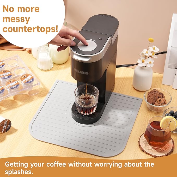 Silicone Coffee Mat for Keurig K-Mini Coffee Maker, Coffee Bar Accessory for Countertop, Espresso Machine Accessories, Splash-proof Design, Dishwasher Safe