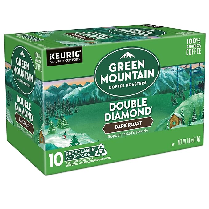 Green Mountain Coffee Roasters Double Diamond Keurig Single-Serve K-Cup pods, Dark Roast Coffee, 60 Count (6 Packs of 10)
