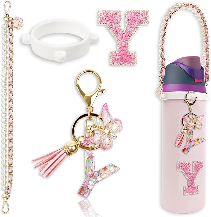 Letter Handle Strap Accessories with Cute Initial Charm Compatible with Owala Water Bottle 24oz 32oz 40oz Owala Kids