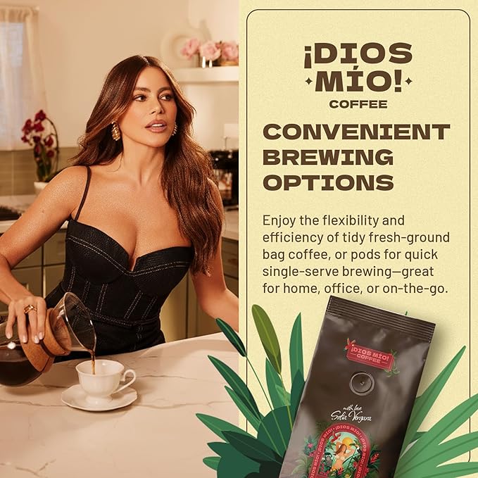 Dios Mio Coffee by Sofia Vergara, Dark Roast, Ground Premium Colombian Coffee, 12 Ounce Bag (Pack of 2)