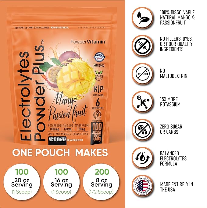 PowderVitamin Electrolytes Powder Plus (100 Servings) Strawberry Cucumber Electrolyte Powder Zero Calorie Keto,0Sugar, No Maltodextrin,1000mg Potassium,120mg Calcium,120mg Magnesium, Hydration Powder