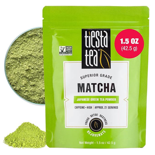 Tiesta Tea - Superior Matcha | Superior Grade Japanese Matcha Powder | High Caffeinated Green Tea | Make Hot or Iced | Up to 21 Cups | 1.5oz Resealable Pouch