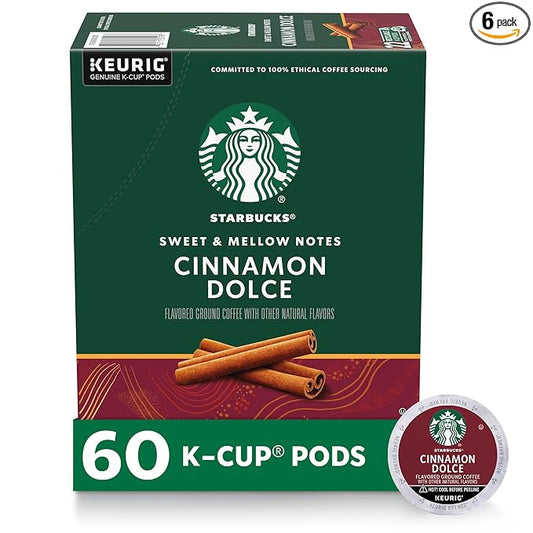 Starbucks K-Cup Coffee Pods, Flavored Hot or Iced Coffee, Cinnamon Dolce, 60 Keurig Pods