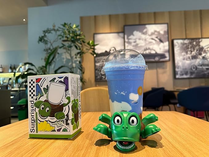 JOD® Turtle Coaster, 3D Printed Funny Tea Coasters with Interactive Expression, Turtle Cup Holder, Liftable Limbs & Expressive Face for Turtles,Tortoise Lover Gag Gifts Home Decor(Green Pro)
