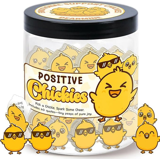 60 Positive Chick Jar, Affirmation Cards for Women, Teens, Emotional Support Chickies, Chicken Gift, Chicken Gifts for Women, Funny Chicken Gift, Chicken Stuff, Chicken Lady Gifts