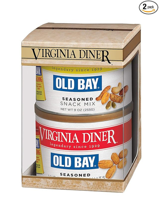 Old Bay Duo Gift Set (Old Bay Seasoned Virginia Peanuts & Old Bay Snack Mix), Tin – 18 oz total