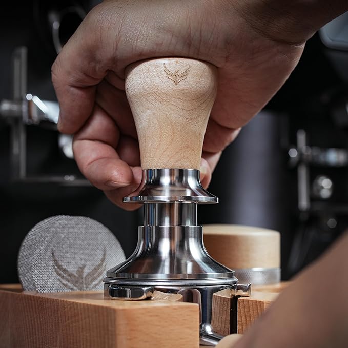 KNODOS 58mm Espresso Tool Kit for Gaggia Classic, Classic Pro, and Classic Pro Evo: Maple Bottomless Portafilter, Calibrated Tamper, Dosing Funnel with Puck Screen, and Adjustable Distributor