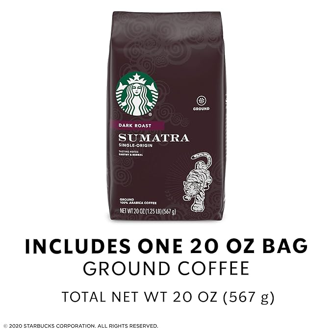 Starbucks Dark Roast Ground Coffee - Sumatra - 100% Arabica - 1 Bag (20 Oz.)