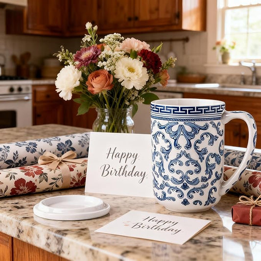 AmorArc Porcelain Tea Mug with Infuser and Lids, 18 Oz Large Cup Strainer with Bag Holder for Loose Leaf Tea, Steeping Coffee Mug for House-Warming Wedding Birthday Gift