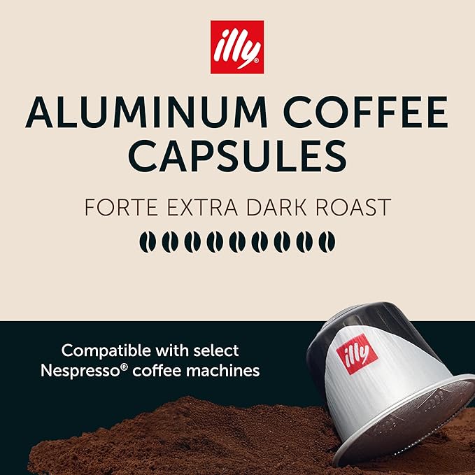 illy Espresso Compatible Capsules, Coffee Pods for Nespresso Original Line Machine, Forte Dark Roast, 100% Arabica, Premium Italian Coffee, Single Serve, 10 Count, 20 Pack