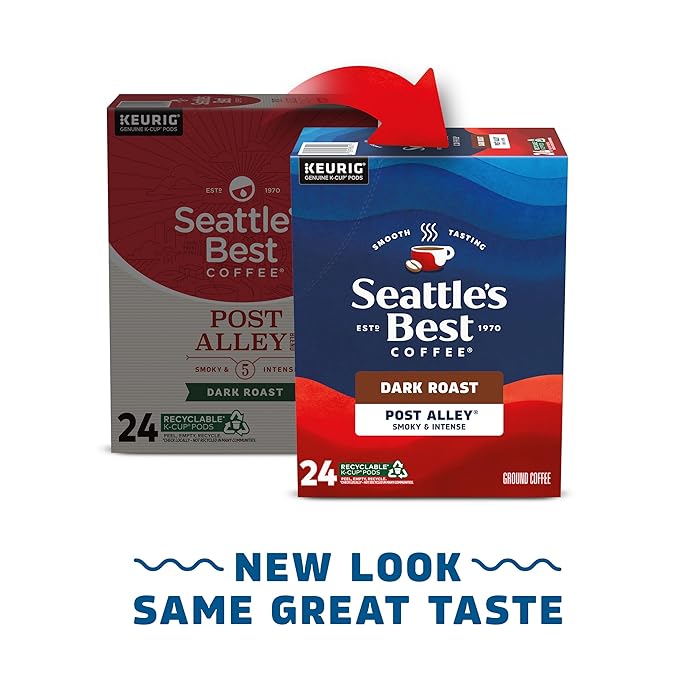 Seattle’s Best Coffee, Dark Roast K-Cup Coffee Pods, Post Alley, 100% Arabica, 4 Boxes (96 Pods Total)