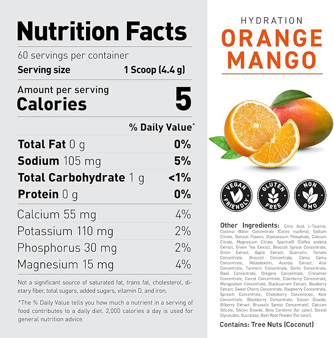 Kaged Daily Hydration | Sugar Free Electrolyte Powder Drink Mix for Men and Women | 60 Servings