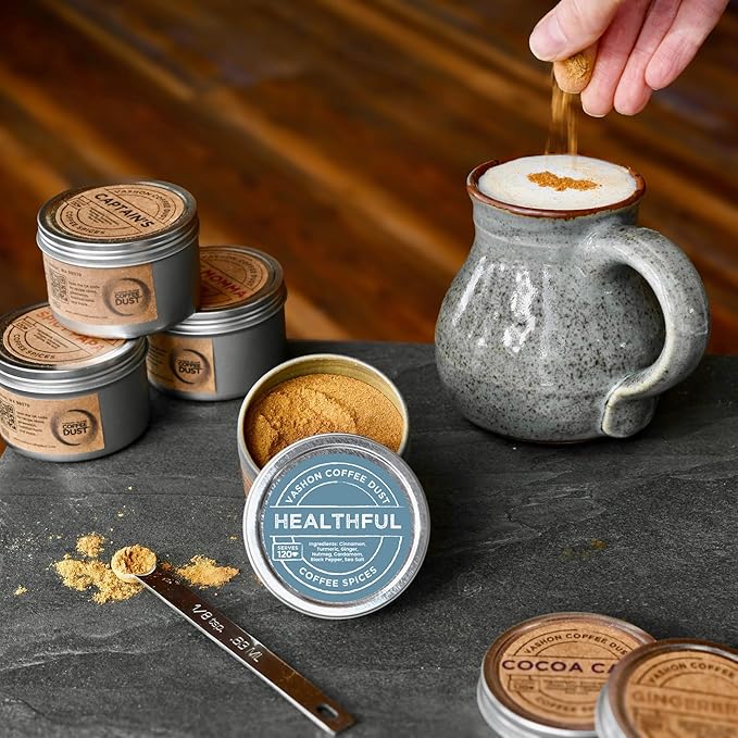 Coffee Dust Flavoring Powder Healthful (120 Servings) - Coffee Dusting Flavor Variety Pack, All Natural Syrup Alternative, Adds Aroma, Taste & Whole30 Wellness to Drinks & Tea - Creamer Alternative