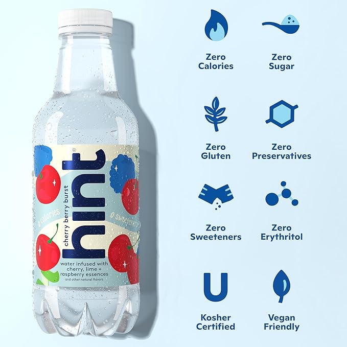 Hint Fruit-Infused Bottled Water, Summer Classics Variety Pack - Sugar Free Flavored Water with Zero Calories, Natural Fruit Essences, and No Artificial Sweeteners - 16 Fl Oz (Pack of 24)
