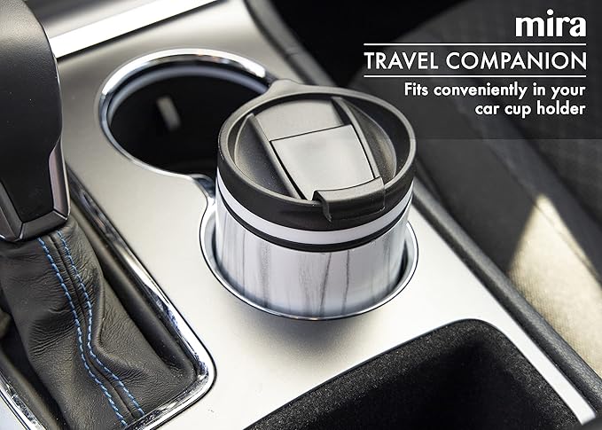 MIRA 12 oz Travel Coffee Mug - Insulated Stainless Steel Tumbler with Screw Lid - French Granite