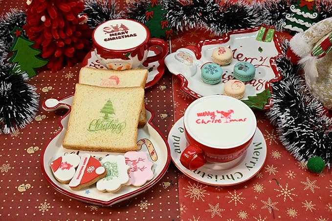 EVEBOT Handheld Food PrintPen, Portable Mini Latte Art & Dessert Decorator for Coffee, Macarons, Cookies - Bluetooth 4.2, Brown, Black, Red, Matcha 4PCS