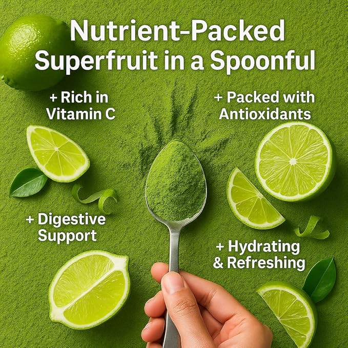 Confect Lime Powder | Pure & Natural Fruit Powder for Smoothies, Baking, Beverages, Juices, Tea & DIY Recipes | Vegan, Gluten-Free, No Added Sugar – 10 OZ