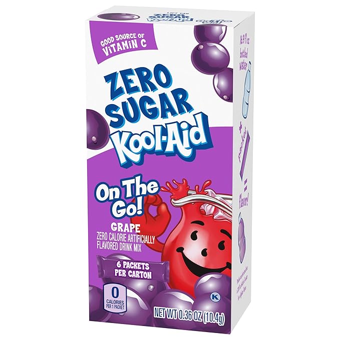 Kool-Aid Sugar-Free Grape On-The-Go Powdered Drink Mix 6 Count (Pack of 1)