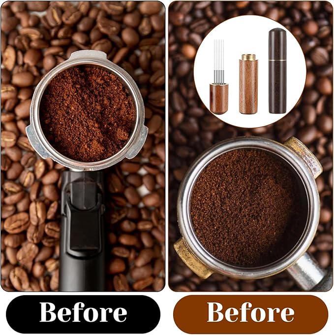 2pcs Coffee Needle Distributor, 6 Needles 0.3mm Coffee Distribution Tool, Espresso Whisk, Espressos Stirrer Tool With Natural Wood Handle for Baristas And Home Brewing Enthusiasts