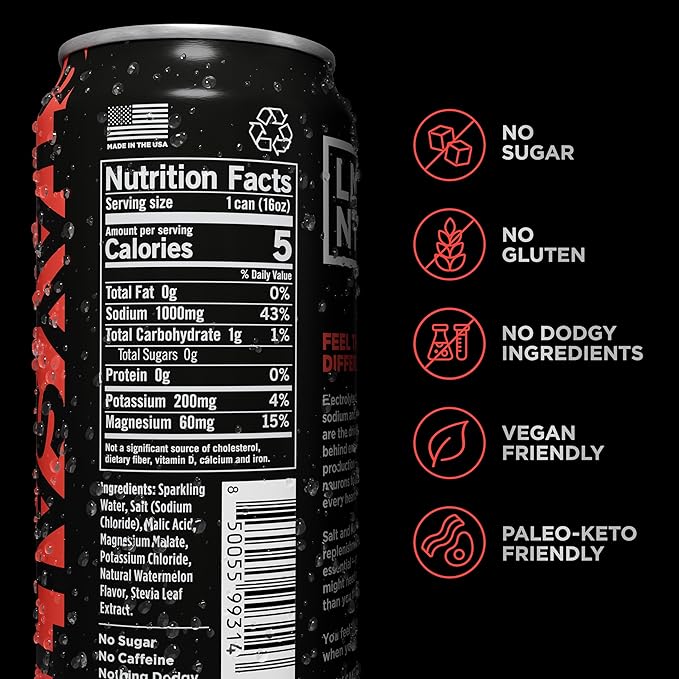LMNT Sparkling Electrolyte Drink - Watermelon Salt | 12-Count