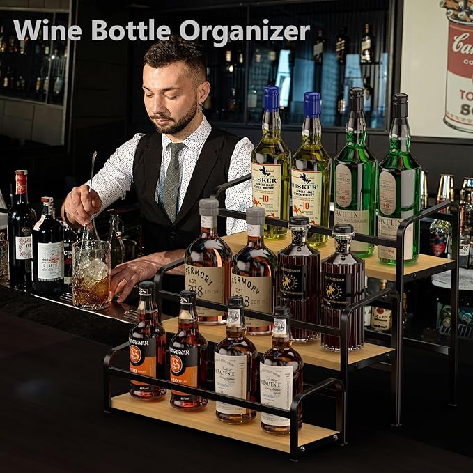 DTUQYX Coffee Syrup Organizer Free-Installation: 12 Bottles Capacity Syrup Rack 3 Tier for Coffee Bar Station, Wine Rack for Countertop, Tiered Spice Rack Organizer for Cabinet, Bottle Display Shelf