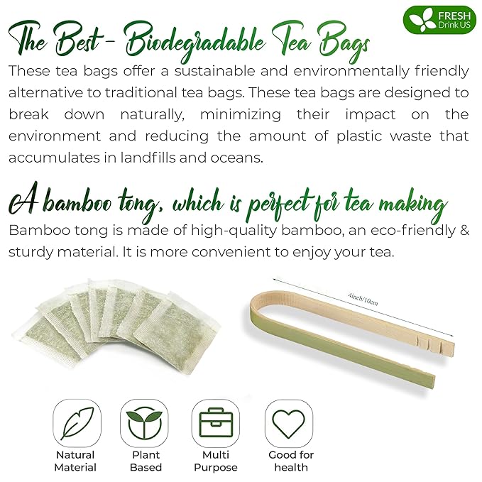 FreshDrinkUS, Premium 15 Sage Leaf Tea Bags, 100% Natural & Pure from Sage Leaves. Loose Leaf Herbal Tea. Made with Natural Material Tea Bags. No Sugar, No Caffeine, No Gluten, Vegan.