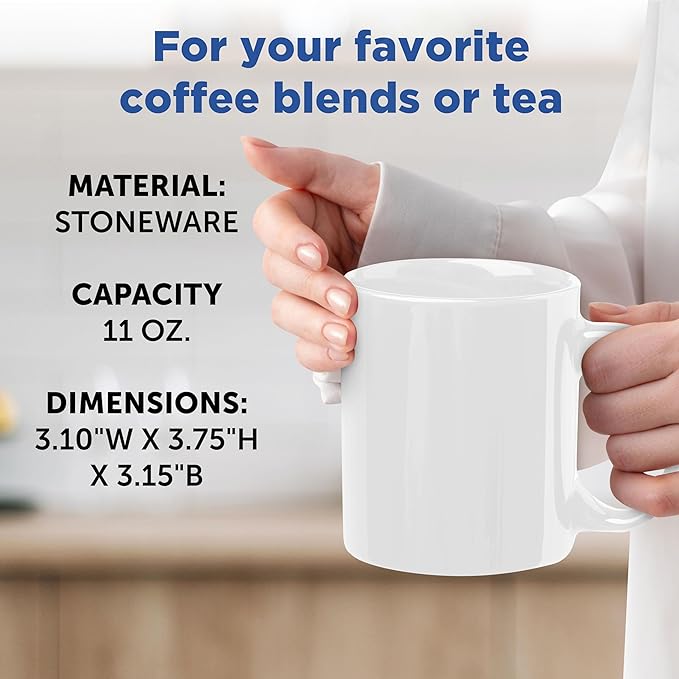 DISCOUNT PROMOS Ceramic Coffee Mugs 11 oz. Set of 10, Bulk Pack - Coffee cup set, Iced coffee cup, Gaming mug - White