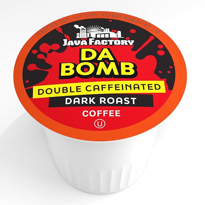 Java Factory Coffee Pods High Caffeine Coffee Compatible with K Cup Brewers Including 2.0,Da Bomb Extra Bold Double Caffeinated,80 Count (Pack of 2)
