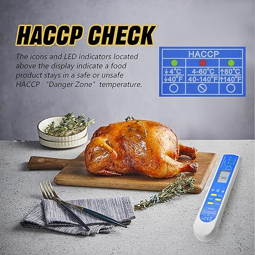 AMTAST Instant Read Thermometer Waterproof Digital Meat Thermometer for Food with Bright LCD Screen 2 in 1 Infrared Thermograph with Meat Probe for BBQ Grilling Cooking Baking Kitchen (Model AMT206)