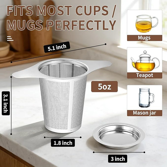 Tea infuser,Stainless Steel Tea Steeper and Strainer, Tea Strainers for Loose Tea - Reusable Durable Infuser for Brewing Tea and Coffee