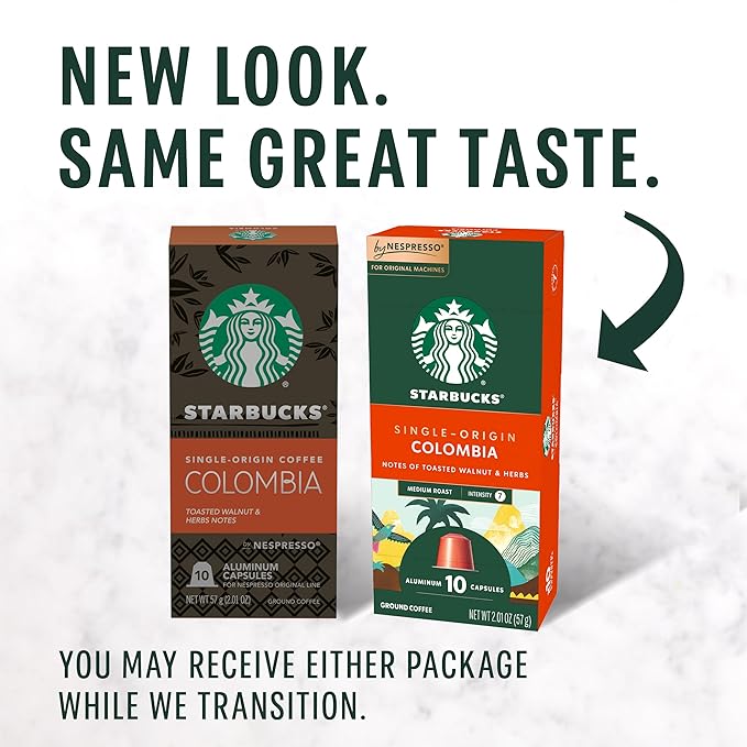Starbucks by Nespresso Original Line, Single-Origin Colombia, Medium Roast Coffee, 50-count Espresso Pods