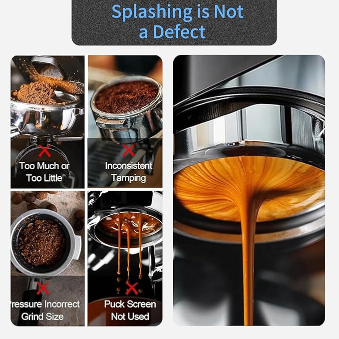 51mm Bottomless Portafilter & Puck Screen, Compatible for CASABREWS Espresso Machine CM5418, 3700 Series, Mr. Coffee Espresso and Cappuccino Machine, Includes 304 Stainless Steel Filter Basket, 3Ear