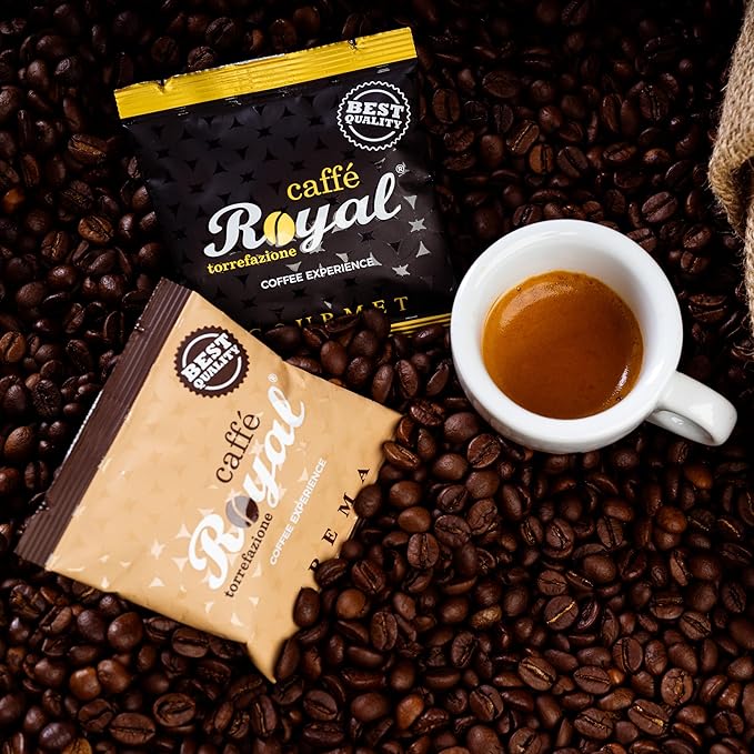 Royal Caffé Italian Coffee Beans – Crema, Medium Dark Roast, 50% Arabica Robusta Blend, Hazelnut Notes, Whole Bean, Freshly Roasted Gourmet Coffee, 2.2 Pounds (1000 Grams), Made in Italy