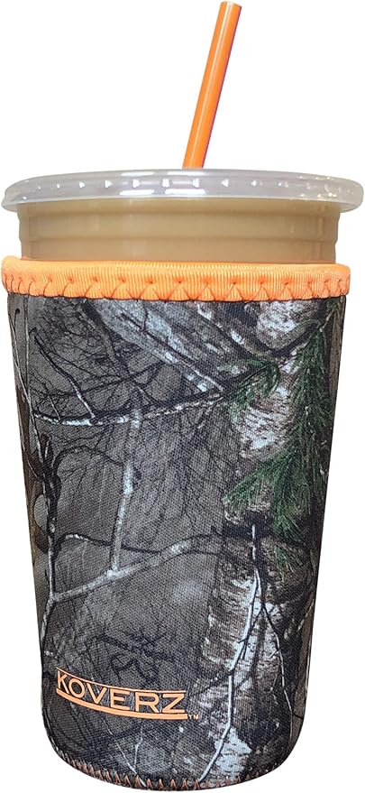 Koverz Iced Coffee Sleeve, Insulated Neoprene Cup Sleeve, Fits a 24 Oz. Coffee Cup, Washable and Reusable, Iced Coffee Accessories, Medium Realtree Camo