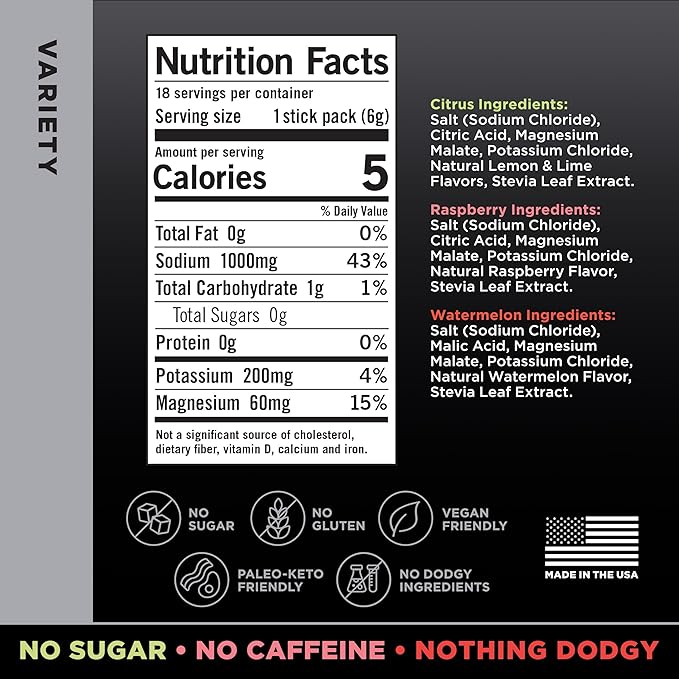 LMNT Zero Sugar Electrolytes - Variety Pack Bundle | Drink Mix | 18-Count