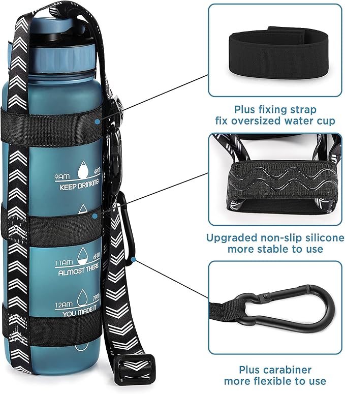 EasyAcc Water Bottle Holder Strap Sling, for Owala FreeSip 24 32 40 oz, Hydro Flask, Cirkul, Yeti, Stanley Flip, Universal Water Bottles, with Carabiner, for Walking Curise Travel (Bottle Excluded)