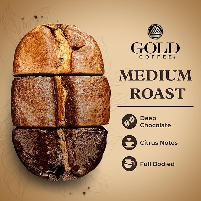 Gold Coffee | Blue Mountain Premium Blend, Medium Roast, Ground | 100% Arabica Coffee, 12 Oz