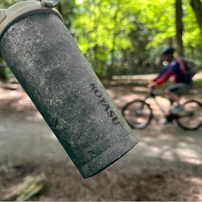 KOYASU® Ti-Zero™ 16oz Titanium Cup [Titanium Frost] - Ultralight Camping Gear. Uncoated Crystallized Finish, Bio-Compatible Titanium Body. Rugged Thermal Flask for Hiking Outdoor Survival