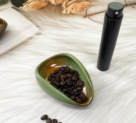 Coffee Bean Dosing Cup with RDT Spray Bottle Set, Ceramic Single Dose Measuring Tray, Coffee Bar Accessories, Green, 25g Capacity
