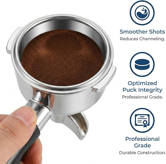 51mm Portafilter Basket Set, Stainless Steel Filter Basket Replacement, 1 Cup & Double Cup Basket, 51mm Espresso Filter Basket Espresso Machine Replacement Part