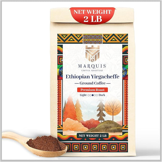 Marquis - Ground Coffee, 2 lbs (Ethiopian Yirgacheffe, 2 Pound (Pack of 1))
