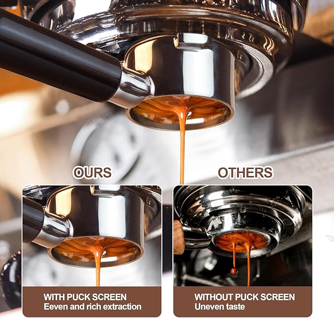 stochastic box 54 mm Bottomless Portafilter with Puck Screen, 3 Ears Espresso Portafilter Compatible with Breville Barista Express Machines,Stainless Steel Por tafilter and ABS Handle for kitchen