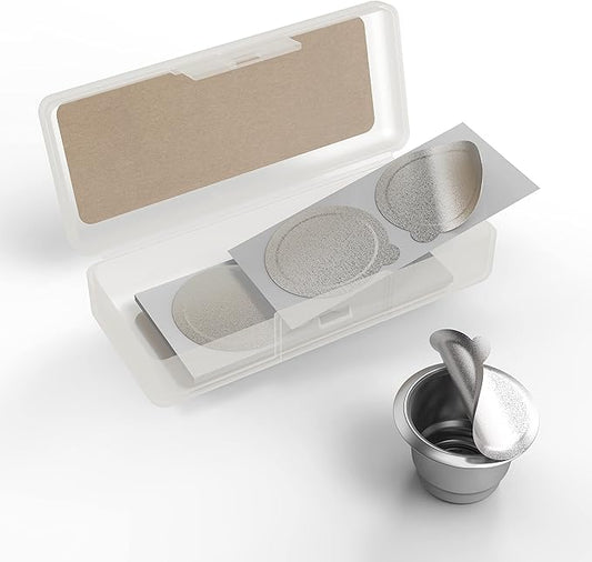 Reusable Capsules for Nespresso OriginalLine - Refillable Coffee Pods,Stainless Steel Cups Compatible for Nespresso OriginalLine Machine (1pod+50lids)