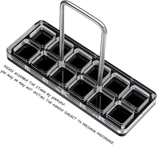 Normcore Single Dose Coffee Bean Storage Containers - 12 Tubes Espresso Bean Cellars with Stand & Hopper - One-Way Exhaust Valve - Capacity 25-28g - Lt Smoke Grey
