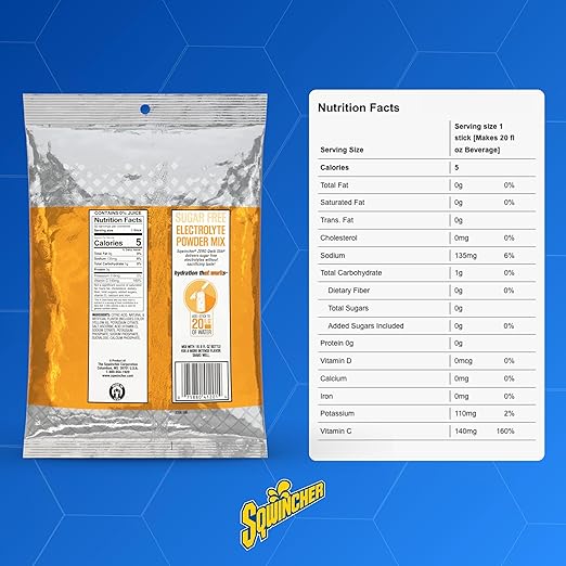 Sqwincher Zero Qwik Stik, Orange, Sugar Free, Low Calorie, Low Sodium Electrolyte Powder Hydration Drink Mix, .11 0z Packet (Pack of 50)