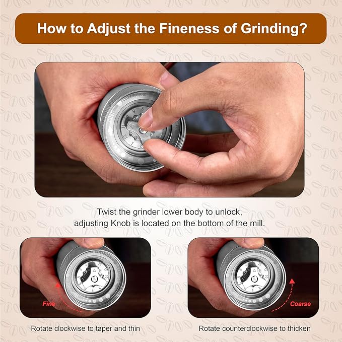 NewlukPro M6 Manual Coffee Grinder,Conical Hexagonal Burr & Double Bearings for Smooth Grinding,Designed for Espresso Pour Over French Press,25g Capacity,Compact & Portable,Gifts for Coffee Lovers