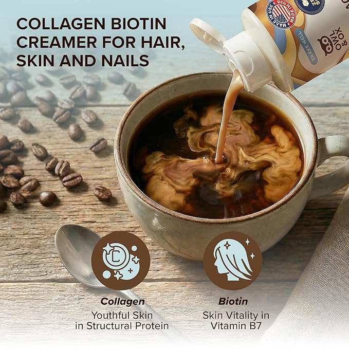 Collagen Coffee Creamer by Owl & Ox – Biotin-Infused for Healthy Hair, Skin & Nails | Keto, Dairy-Free, Sugar-Free, Gluten-Free | Liquid Salted Caramel | 30 Servings