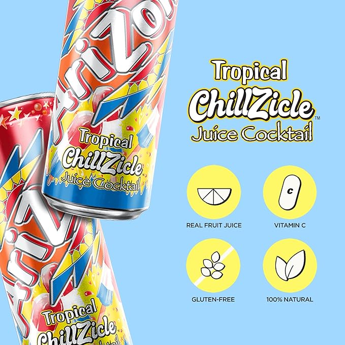 AriZona Tropical Chillzicle, Fruit Juice Drink - Big Can, 22 Fl Oz (Pack of 12)