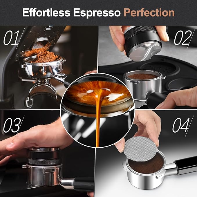 51mm Bottomless Portafilter & Puck Screen, 3 Ears Stainless Steel Head, Only Compatible with De'Longhi EC680, EC685, and SMEG ECF01, Includes 304 Stainless Steel Filter Basket
