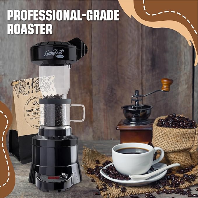 Fresh Roast Coffee Roaster Bundle SR540, Glass Extension Tube, Pour Over Digital Scale, (4lbs) Sample Pack of Green Beans, (2-Pack) Sample Trays, Chaff Brush